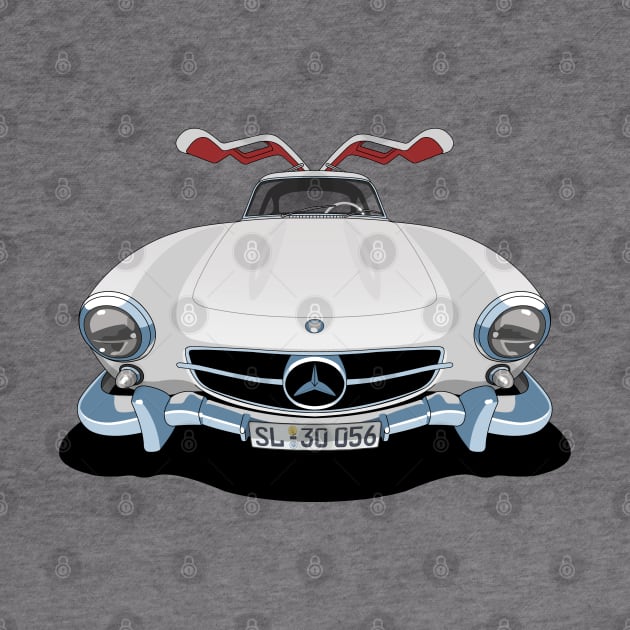 Mercedes Benz 300SL Gullwing in white by candcretro